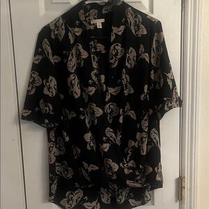 Cato Black and Tan Floral Blouse